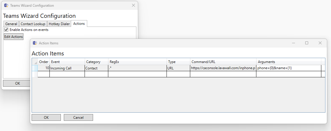 Teams Wizard Config screen capture