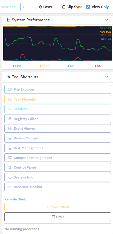 One click access to administrative tools