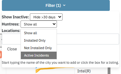 Huntress Filter on Computer Listing page